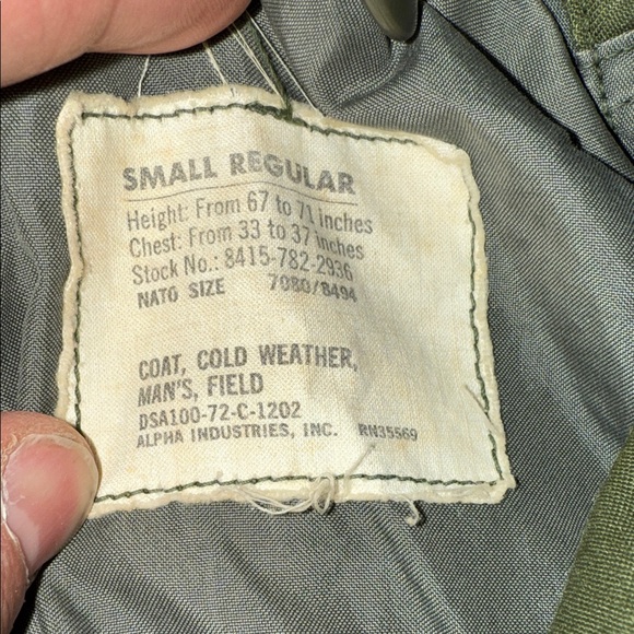 Men's Green Military Style Jacket 1972 Vietnam era men’s smal jacket - Picture 2 of 5